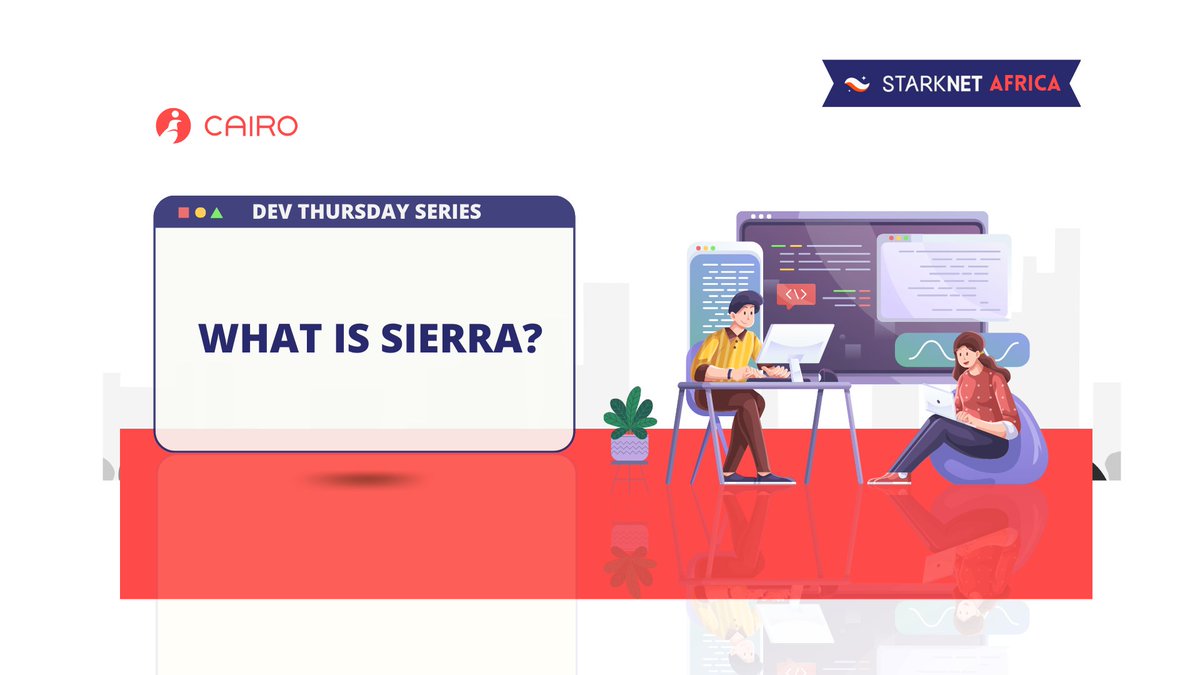 StarknetAfrica's tweet image. It&apos;s another Dev Thursday series, and today we’d be helping you understand what Sierra is, and how it works in @CairoLang

A thread 🧵👇