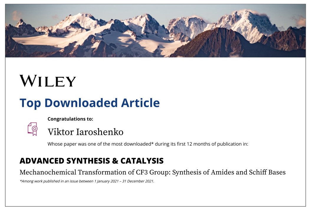 Iaroshenko108's tweet photo. Our article received enough downloads to be a #topdownloadedarticle in @AdvSynthCatal .
@MohannadShkoor @drmjakubczyk @KumpulaScience @MechChemPapers @Indian_Science_
#HelsinkiUni #WeAreHelsinkiUni #HelsinkiChemistry #KumpulaScience #ScienceForUkraine
https://t.co/y4ap7YMTxR https://t.co/Ii6bj2N20j