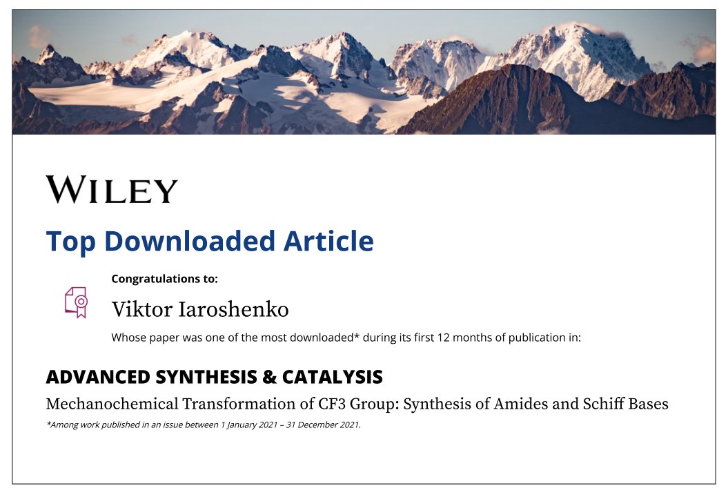 Our article received enough downloads to be a #topdownloadedarticle in @AdvSynthCatal .
@MohannadShkoor @drmjakubczyk  @KumpulaScience @MechChemPapers @Indian_Science_
 #HelsinkiUni #WeAreHelsinkiUni #HelsinkiChemistry #KumpulaScience #ScienceForUkraine
onlinelibrary.wiley.com/doi/full/10.10…