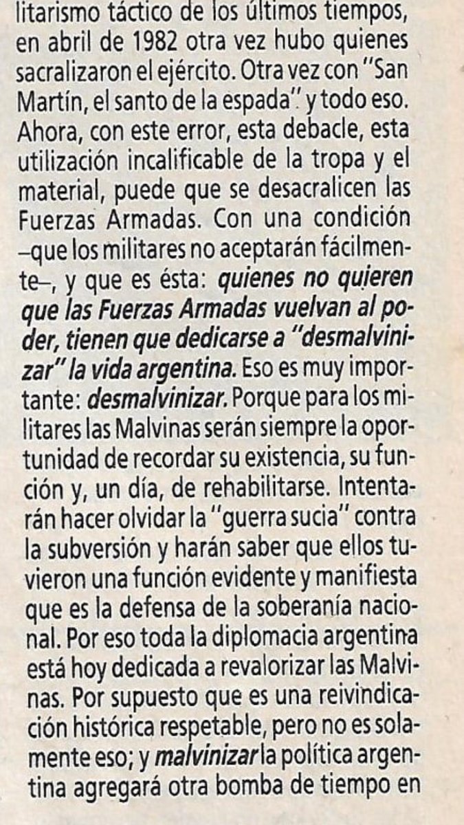 rizoneronte's tweet photo. La desmalvinización fue planeada desde el principio. 
Revista Humor, marzo 1983. Entrevista a Alain Rouquie por Soriano. https://t.co/3sLmItq5ZM