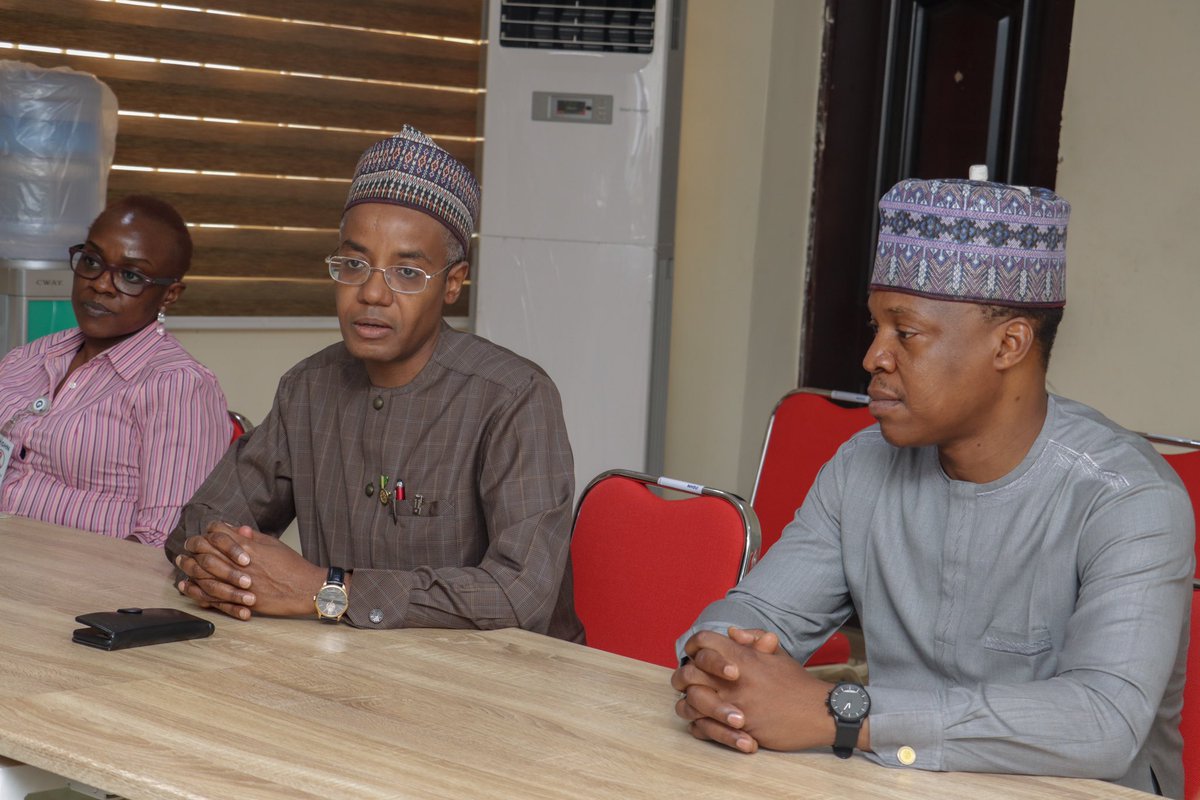 GGHNigeria's tweet photo. "I am proud of what you have achieved in such a short time." The chairman of our board, @DrSaniAliyu, commends the Senior management as he meets with staff during his visit to the Abuja office. We had an engaging conversation about the progress of our work and it was inspiring https://t.co/0IUjgJ6r0B