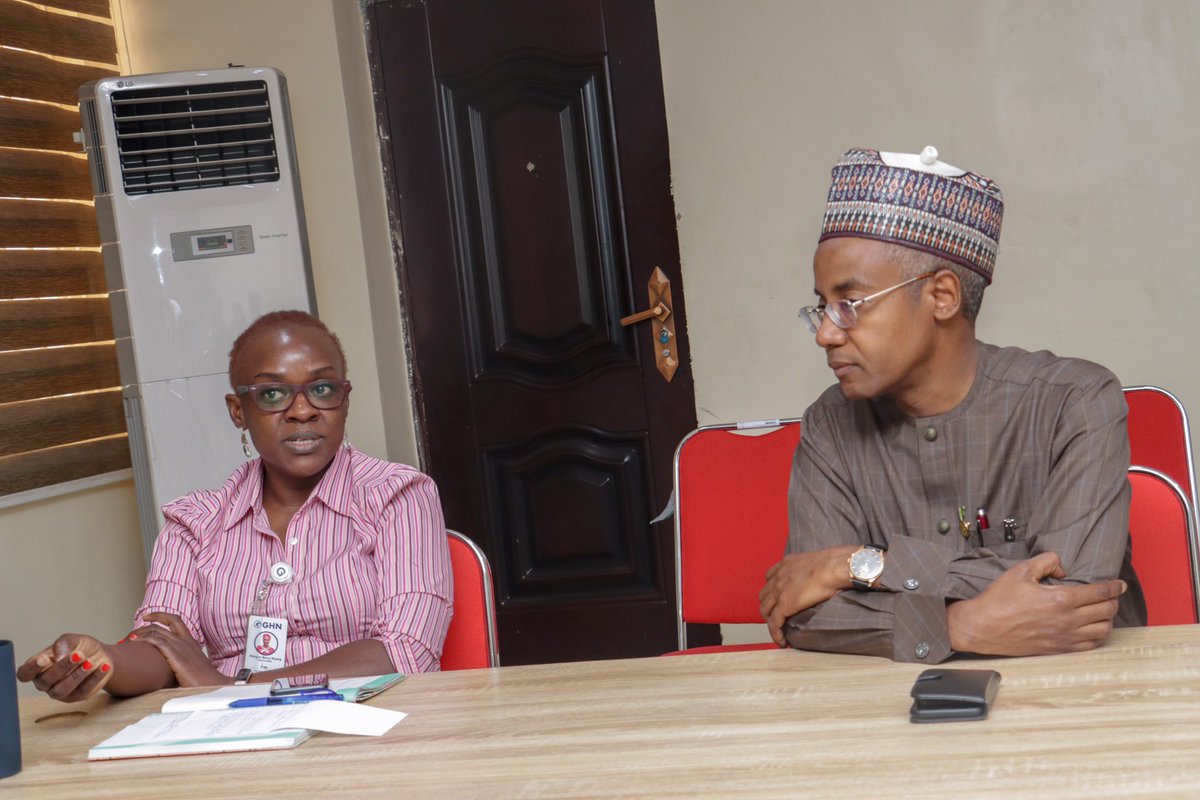 GGHNigeria's tweet photo. "I am proud of what you have achieved in such a short time." The chairman of our board, @DrSaniAliyu, commends the Senior management as he meets with staff during his visit to the Abuja office. We had an engaging conversation about the progress of our work and it was inspiring https://t.co/0IUjgJ6r0B