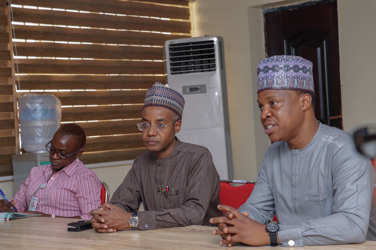 GGHNigeria's tweet photo. "I am proud of what you have achieved in such a short time." The chairman of our board, @DrSaniAliyu, commends the Senior management as he meets with staff during his visit to the Abuja office. We had an engaging conversation about the progress of our work and it was inspiring https://t.co/0IUjgJ6r0B
