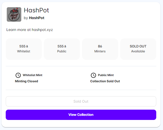 🎉 Congrats to @hashpotxyz on selling out today

➡️Go checkout some of their games at hashpot.xyz

#HBARNFTs #HederaNFT $hbar