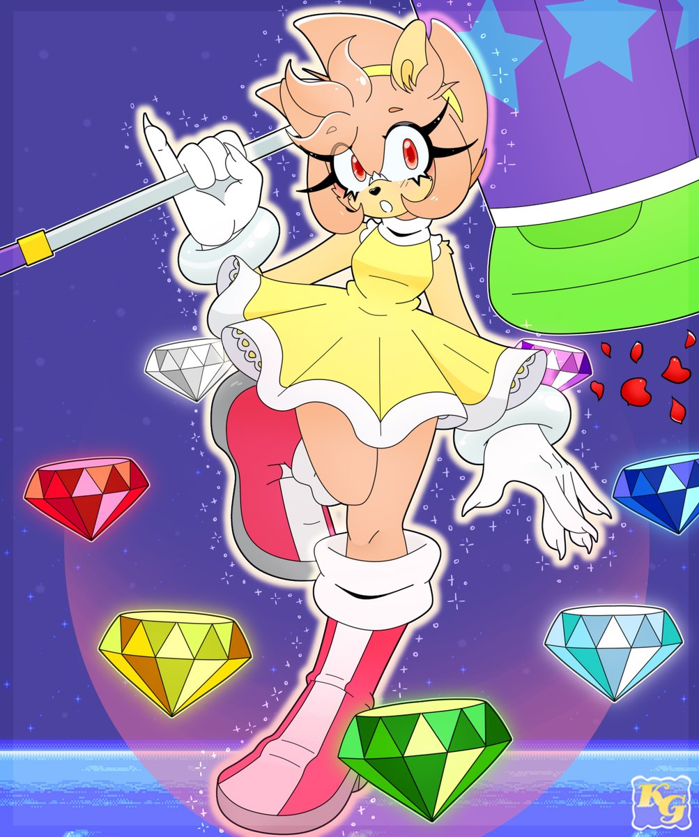 [#StH #SonictheHedgehog #AmyRose #SuperAmy]
The rose has finally bloomed! Here's my take on a hypothetical Super Amy, with notes in the thread~ 🌹