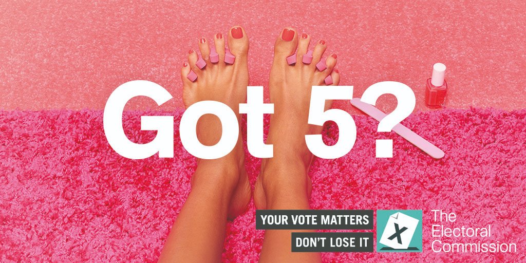 Time’s running out. There’s only 7 days left to register Go gov.uk/register-to-vo… today. It only takes 5 minutes! #YourVoteMatters. Don’t lose it.