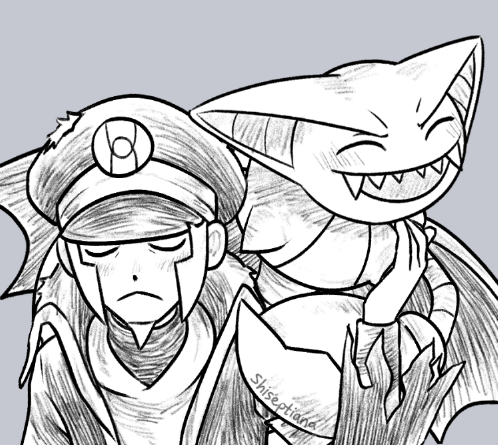 gliscor is on ingo's back because he still thinks he's a small gligar
(no wonder ingo has bad posture...)