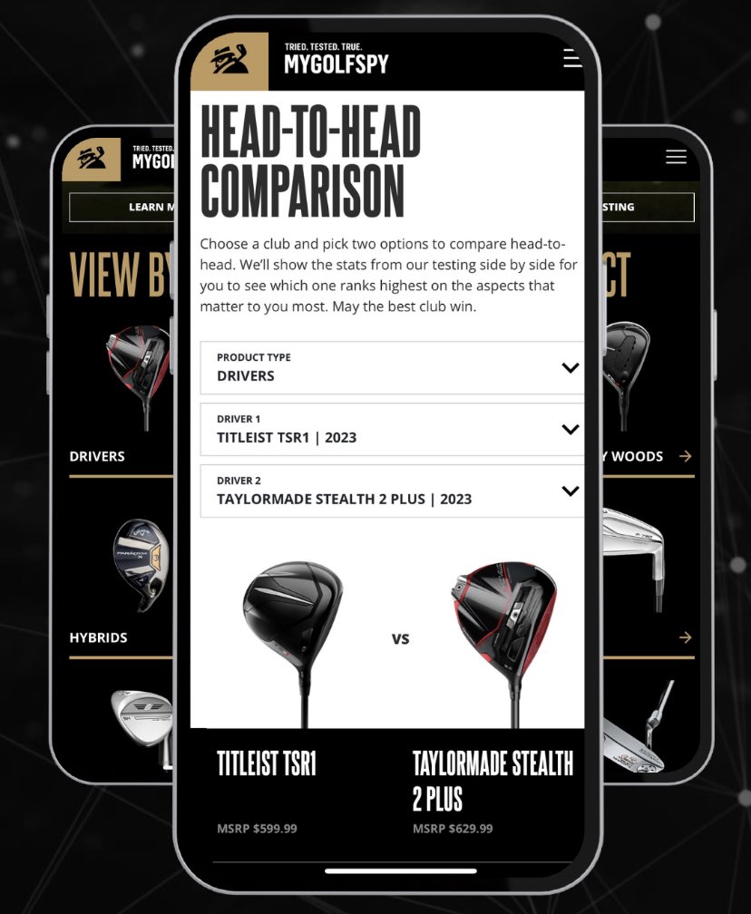 _Sirhopsalot's tweet photo. It’s official - @MyGolfSpy’s new website is HERE! Our goal is to provide golfers with even more depth on their journey to finding the best golf club or best golf clubs for their game. A great example is our new “Head-To-Head” Comparison Tool. Go check it out! https://t.co/NWLfjVYYVx