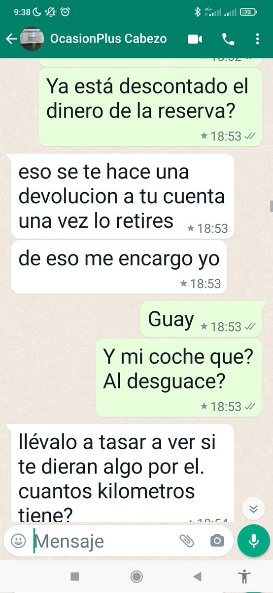 Tarinnerugo's tweet photo. @Ocasionplus1 @consumidores buenas tardes.
Quería contarles el engaño sufrido por la firma de compraventa de vehículos OCASIÓNPLUS.
Me compré un vehículo y todo han sido engañados,mentiras y estafa.
Me dijeron que al comprarme un vehículo tan caro, me devolverían la reserva y na https://t.co/nQVi6qihAl
