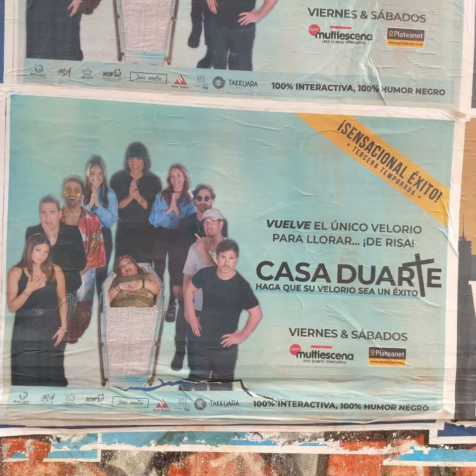 Viernes 20.30 ATENCIÓN ATENCIÓN
SÁBADO 21HS CASA DUARTE HAGA QUE SU VELORIO SEA UN ÉXITO