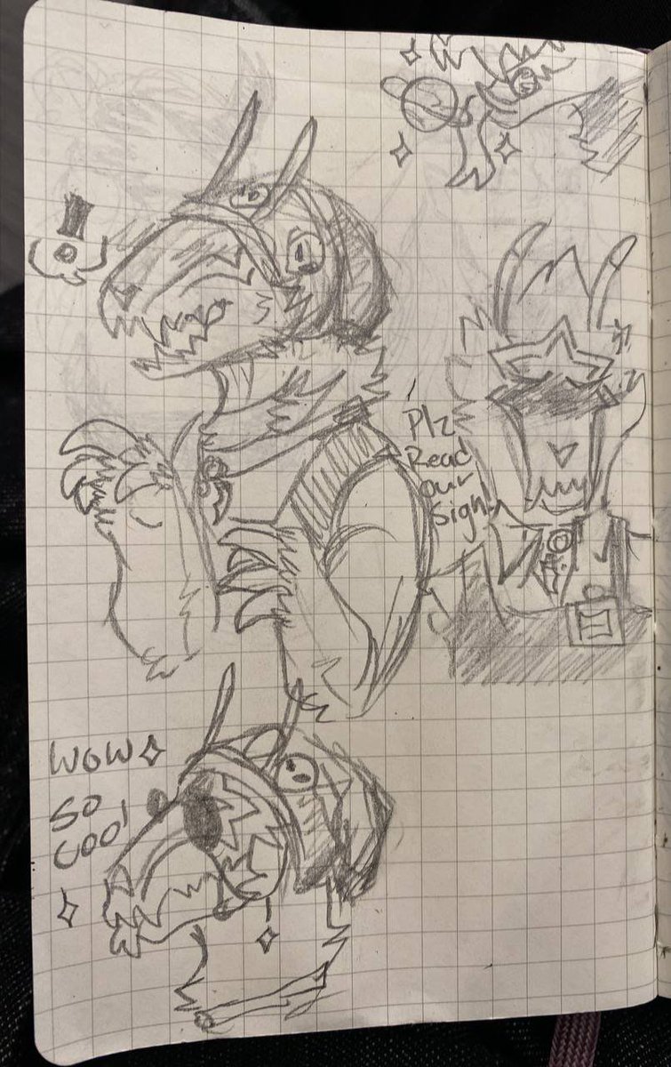 Doodles from work a few days ago 

🚀 
#fursona #monstersona #alienmonster #aliensona