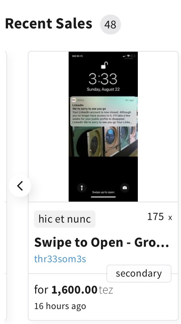 Pretty important milestone yesterday as a Swipe sold for 1eth on secondary.  

The 175 Swipes were given away to collectors back in august ‘21 to celebrate the moment I deleted my LinkedIn acct

Today, they serve as the only method to enter the full Grotto experience 

(It’s the