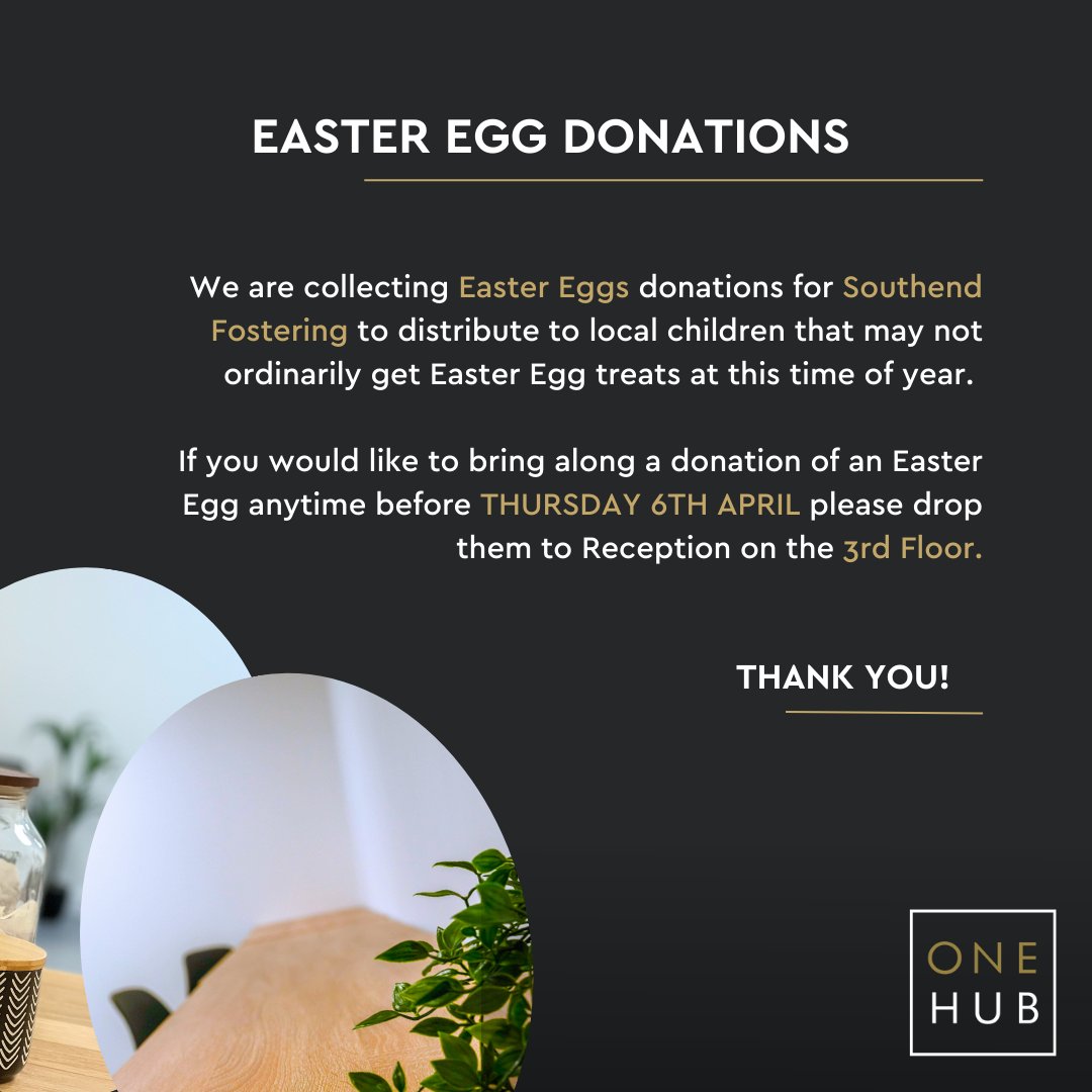 OneHubSouthend's tweet photo. IMPORTANT UPDATE 🐣

We have teamed up with @southendcityc to help provide local children with some easter eggs this Easter. 

Any donations would be highly appreciated. Thank you! 😄 https://t.co/1FIRRTNdFN