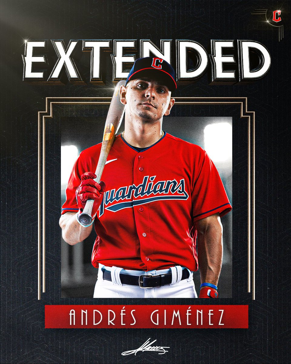 CleGuardians's tweet photo. Gim's here to stay.

We have signed 2B Andrés Giménez to a 7-year contract through the 2029 season with a club option for 2030.

#ForTheLand https://t.co/flR4S0QtQz