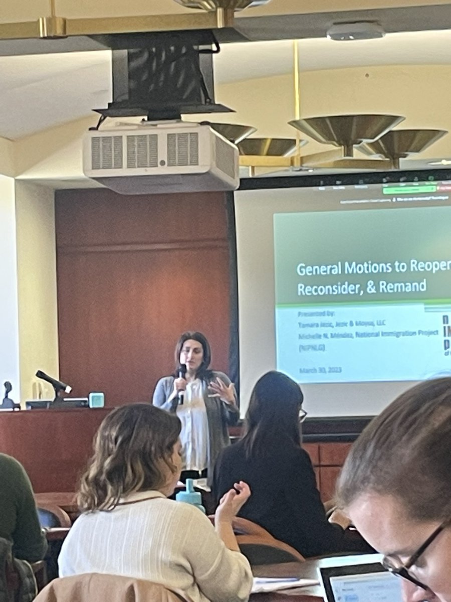 <a href="/NIPNLG/">NIPNLG</a> training up badass litigators in motions to reopen remand and reconsider. I love learning from <a href="/UMDLaw/">Maryland Carey Law</a> alum Michelle Mendez <a href="/ChaconCenterUMd/">Chacón Center for Immigrant Justice</a>
