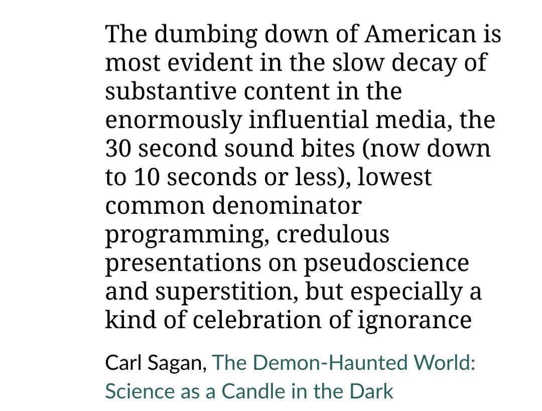 MxPunky's tweet photo. @SloaneFragment Carl Sagan spoke to this anti-intellectual trend almost 30 years ago 😞 https://t.co/ZGaUr1SQYR