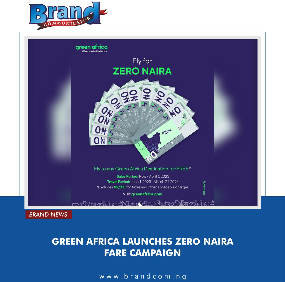 brandcomng's tweet photo. Green Africa, Nigeria's value airline, has launched a Zero Naira Fare Campaign on all its routes....

Continue as thread

#development #travel #aviation #opportunity #taxes #sales #airline #airtravel #nigeria #africa #BrandCommunicator https://t.co/bSQITwjwMP