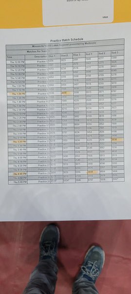 FRC3038's tweet photo. Here is our practice match schedule for the day! Come and see us at #FRC 10,000 Lakes Regional, today through April 1st! https://t.co/9uBv3HI30q