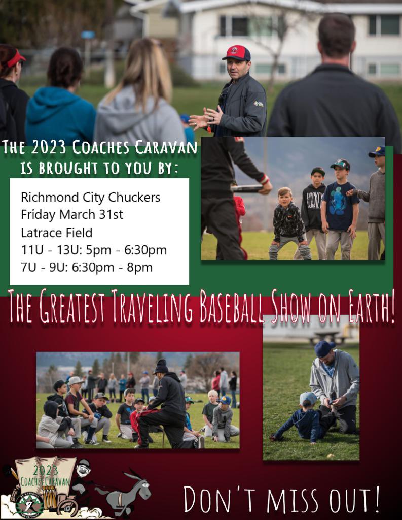 📢 COACHES CARAVAN IS BACK TOMORROW NIGHT AT LATRACE! 

5pm-6:30pm 11U/13U
6:30-8pm 7U-9U

Come on out rain or shine! This is a great opportunity for players, coaches and parents to learn some drills and have fun doing it. 

Coaches Caravan is free to all members of RCBA ⚾️🧢