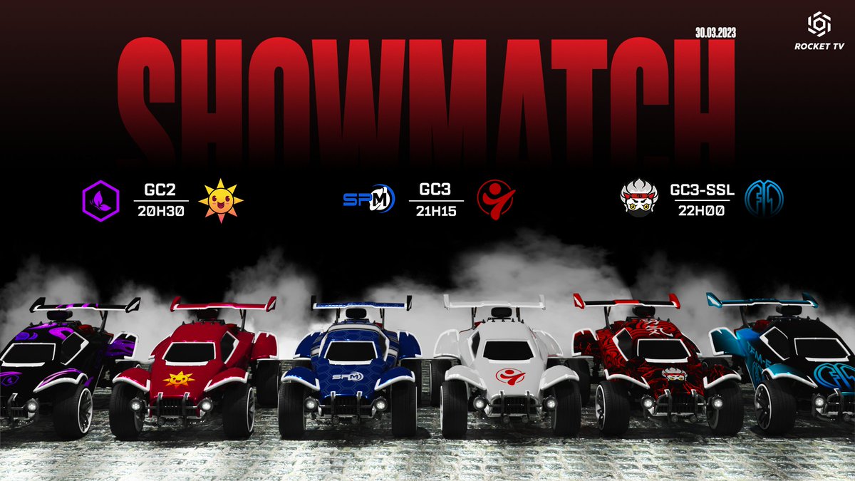 RocketTVoff's tweet photo. 🔥CE SOIR C’EEEEST??
📌Au programme, 6 équipes vont s’affronter en BO5 lors de 3 #Showmatchs à partir de 20h30.
🎙️ Retrouve au cast les magnifiques
@PegazusRL, @HanniBawL_ ,@Tonin93_RL ,@Dioscure_ , @matheo_dts
📡 Alors rendez-vous ici
https://t.co/devACV4mTj https://t.co/GOr9OmPlWa