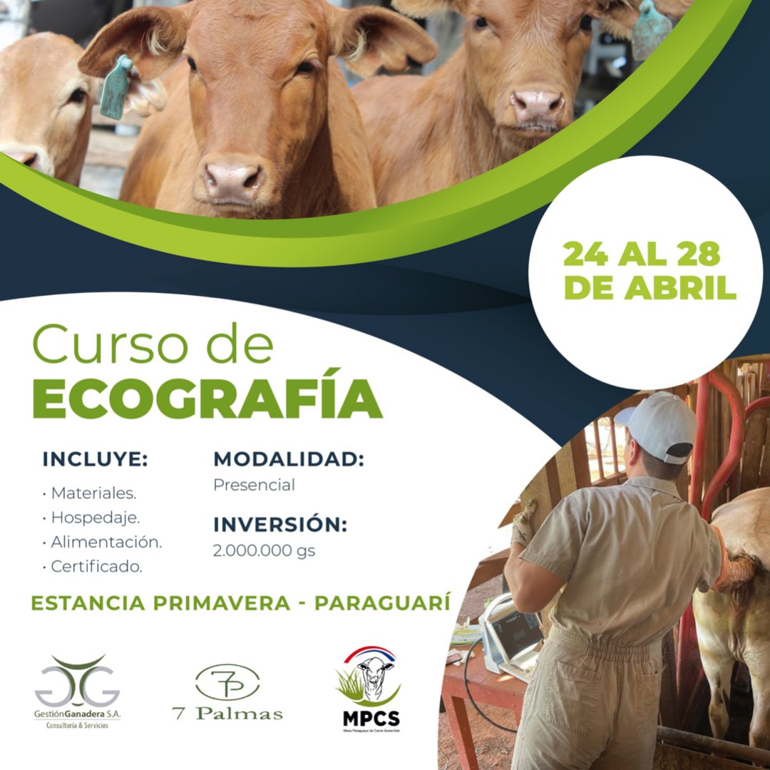 INSCRIPCIONES HABILITADAS ✅️

¡Curso de Ecografía!
📍Fecha: lunes 24 al viernes 28 de abril.
📍Lugar: Estancia Primavera, Paraguari. 

CUPOS LIMITADOS ⚠️

Para más información e inscripciones podes comunicarte al 0983 888 613.