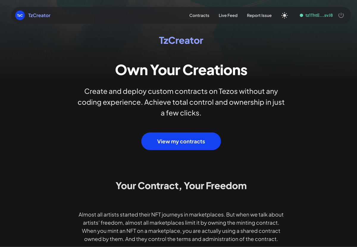 Our team keeps shipping! 🛳️🚢

Say Hello! to Dark Mode. #Tezos

What feature would you like to see next in TzCreator?