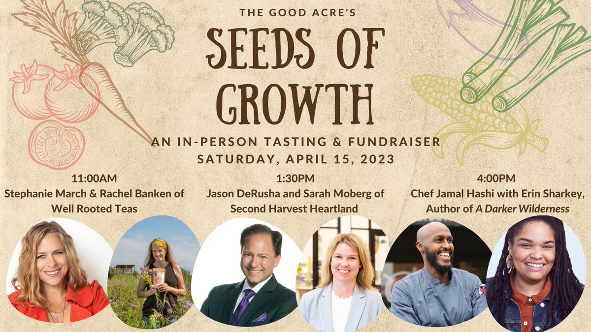TheGoodAcreMN's tweet photo. Celebrate spring &amp; support local food businesses at our Seeds of Growth event on April 15th! Enjoy delicious locally sourced bites from @chowgirls and live interviews with @stephmarch, @DeRushaJ &amp; Chef Jamal Hashi! Tickets are just $25, register over at https://t.co/C9HwGZtcuH 🌱 https://t.co/PTIvtnkRaO