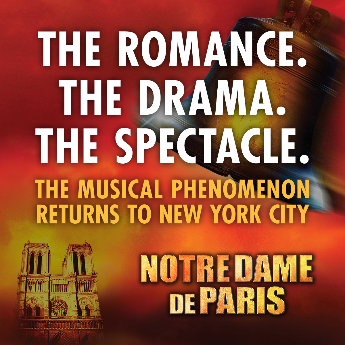 Bonjour New York City! Back by popular demand, Notre Dame de Paris returns to Lincoln Center’s David H. Koch Theater this summer for three weeks only. Tickets on sale now at notredamedeparis.com 🔔