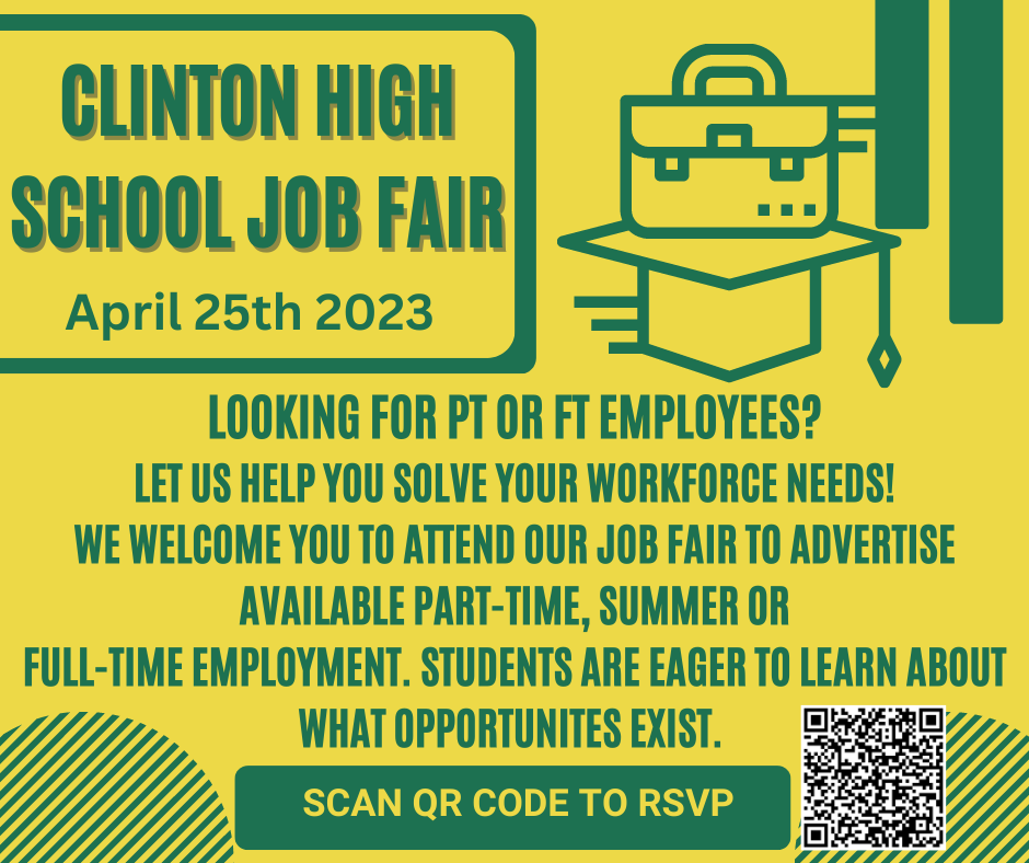 Attention Employers, Come Join Clinton High School's Job Fair, April 25th! 
Click To Register: forms.gle/jHgr7qPAsAfjaW…
