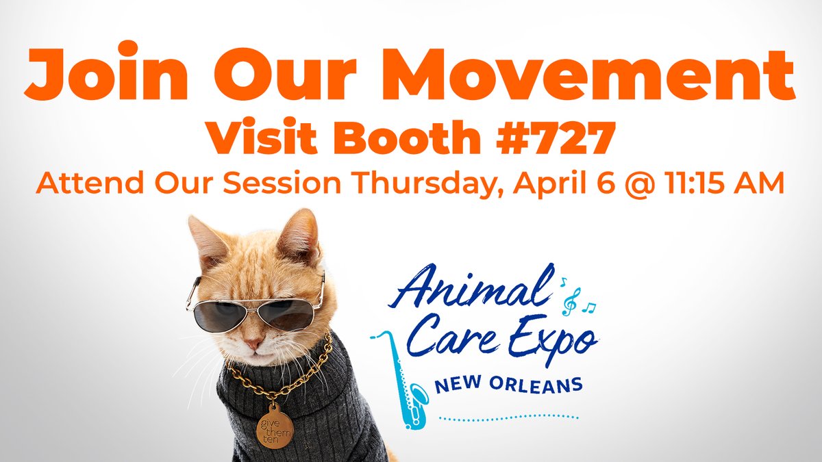 Want to get more cats spayed/neutered in your community? 

Join us at @Humane_Pro #AnimalCareExpo! Meet Scooter and discover how we built a movement to help save more cat lives. 

Learn more here: ow.ly/XhA050Ntmsf 

#GiveThemTen #ItsNeuteredScooter