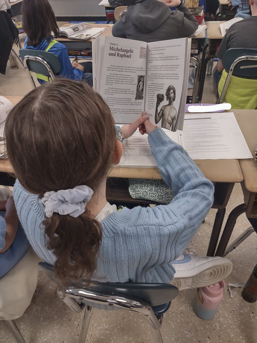 TRRSWashington's tweet image. Students learn to make inferences about the artistic achievements of Michelangelo and Raphael by working collaboratively to complete a dramatic reading.
#IgniteExcellence
#TheWarriorWay