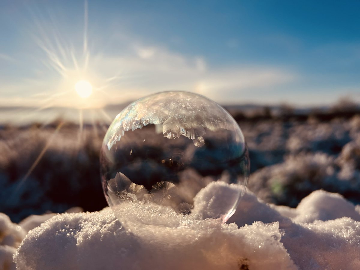 rikyd_smith's tweet photo. Magical🪄 #frozenbubbles #rainbow @WeatherNation #foglayer 
Beautiful but ready for Sun! https://t.co/JszLAzZZTq