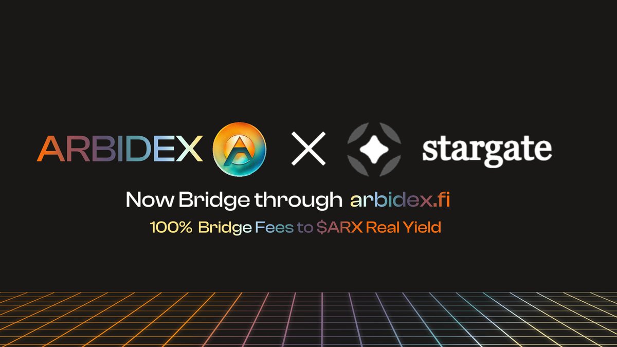 🤝<a href="/StargateFinance/">Stargate</a>  X @arbidex_fi 🤝

🚀We are proud to announce Arbidex's Cross-Chain Bridge powered by Stargate

🌉Now not only Trade but bridge without having to leave #Arbidex seamlessly 

💰100% of fees generated by the Bridge will go to $ARX Real Yield Staker!