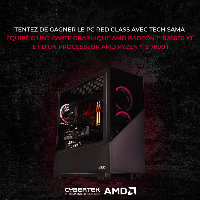 cybertek_fr's tweet photo. JEU CONCOURS !
Tentez de remporter le PC Red Class avec @Aurelien_Sama ! Un PC gamer équipé d'une graphique @AMD_France Radeon™ RX6650 XT et d'un processeur AMD Ryzen™ 5 7600 !
👉 https://t.co/H966tY1fSb
📅 TAS le 14/04/2023
🍀 N'hésitez pas à retweeter ! https://t.co/V7De6l8Tsw