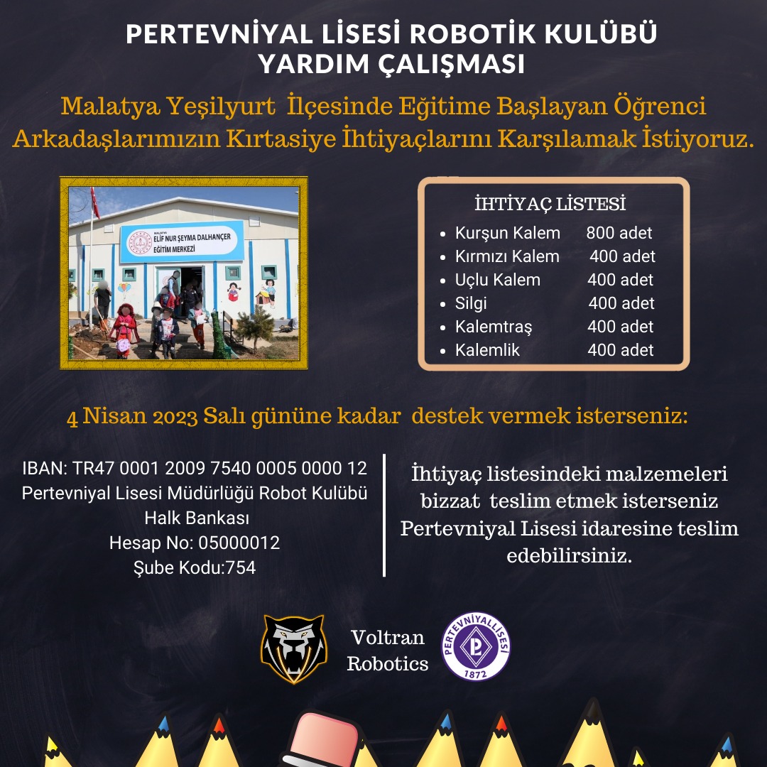 pertevniyal's tweet photo. Desteklerinizi bekliyoruz. @istanbulilmem @memleventyazici @FatihilceMEM @mucipkina @serefkoc985  @voltranrobotics https://t.co/ksQ0GQEz49