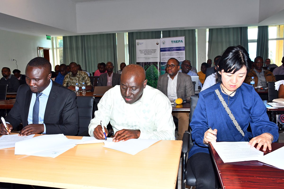 IucnRwanda's tweet image. Today, @IucnRwanda, @RwandaForestry, @RwandaEast &amp;amp; Districts of Kirehe, Ngoma, Bugesera, Kayonza, Rwamagana, Gatsibo, Nyagatare signed Memorandum of Understandings on restoration of degraded lands in the Eastern Province through restoration projects (#TREPA, #COMBIO &amp;amp; #AREECA)