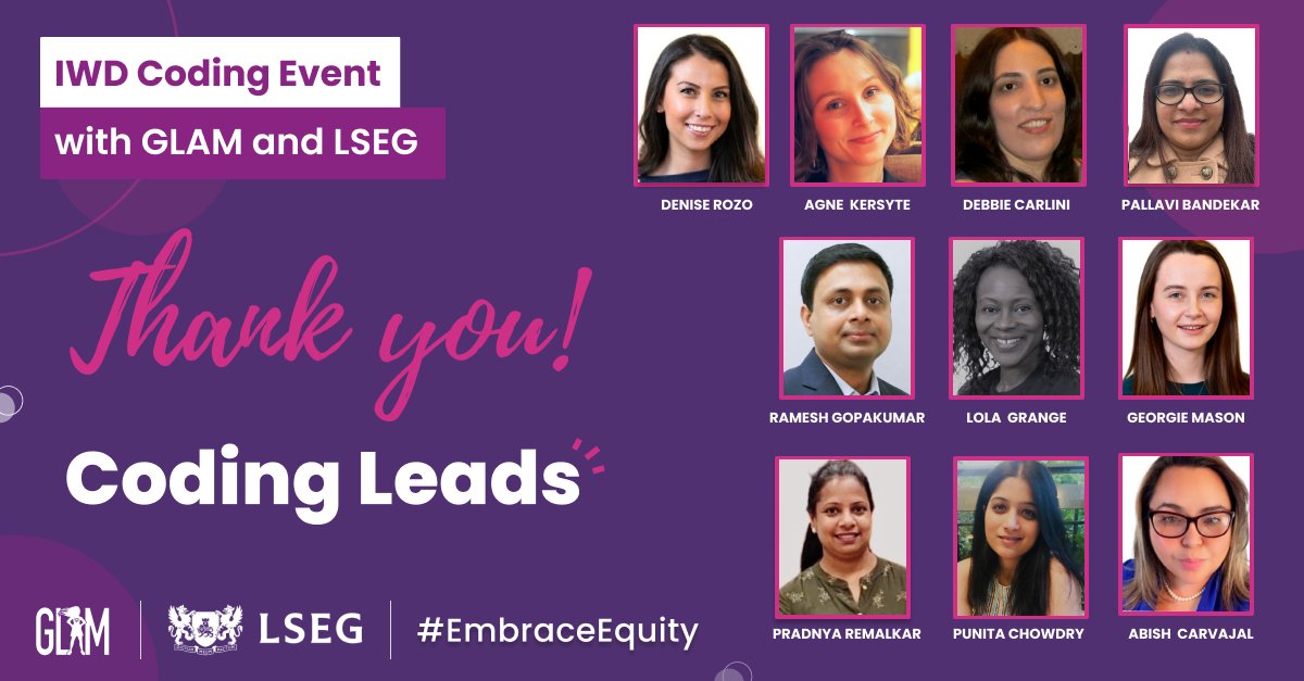 GLAMReadyToLead's tweet image. The IWD Coding Event with @GLAMReadyToLead and @LSEGplc was a success due to the LSEG #corporatevolunteers who led and assisted the #codingworkshops! 👏🏽 Shout outs to these great coding leads! 📣
#GirlsInSTEM #WomenInFinance #LSEGWINTechNetwork #MentoringMatters #GLAMEvents