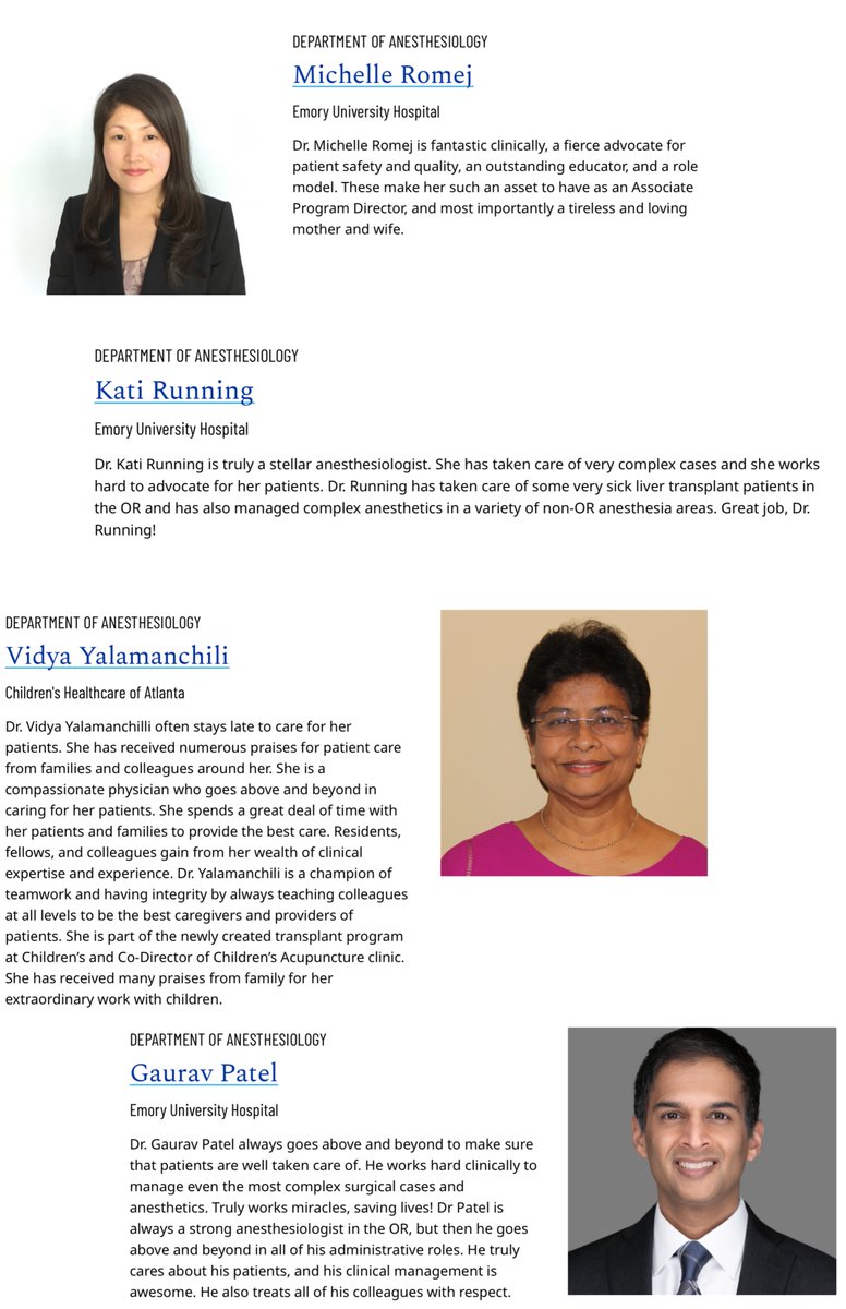 EmoryAnesthesia's tweet photo. Happy Doctor's Day! Today we celebrate all of our Physician Anesthesiologists who pour their energy into taking excellent care of patients every day. Congrats to who were recognized by the Emory School of Medicine.
Full list:https://t.co/G6Ztiwc2KU
#EmoryDoctorsDay2023 #EmoryMed https://t.co/QrpJK2kqY4