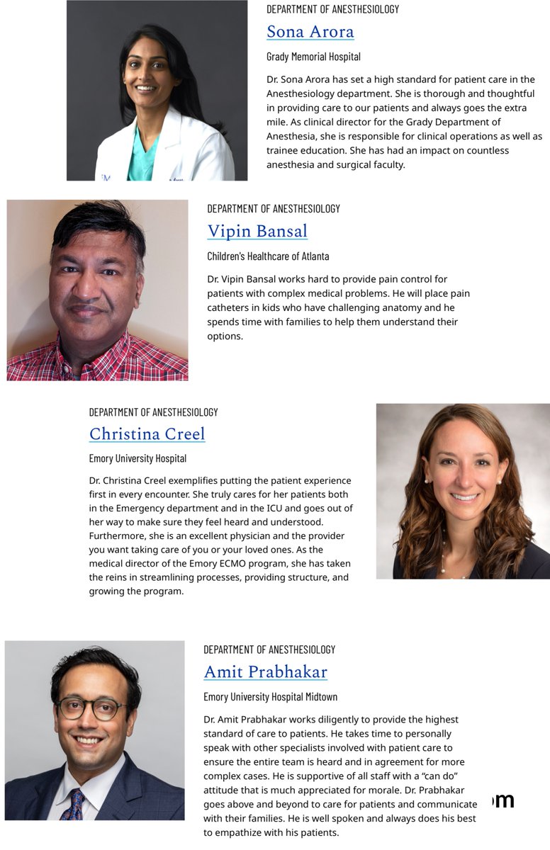 EmoryAnesthesia's tweet photo. Happy Doctor's Day! Today we celebrate all of our Physician Anesthesiologists who pour their energy into taking excellent care of patients every day. Congrats to who were recognized by the Emory School of Medicine.
Full list:https://t.co/G6Ztiwc2KU
#EmoryDoctorsDay2023 #EmoryMed https://t.co/QrpJK2kqY4