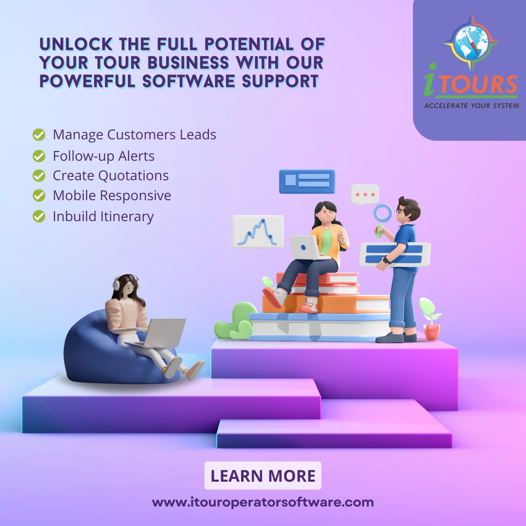 iToursERP's tweet photo. Experience hassle-free travel planning with our cutting-edge travel management software. Explore the world with ease!
.
.
Book Your Free Demo: https://t.co/R4zSvRp3iN
#travelmanagementsoftware #travelplanningmadeeasy #traveltechnology #exploretheworld #hasslefreetravel https://t.co/1CKoD8UivC
