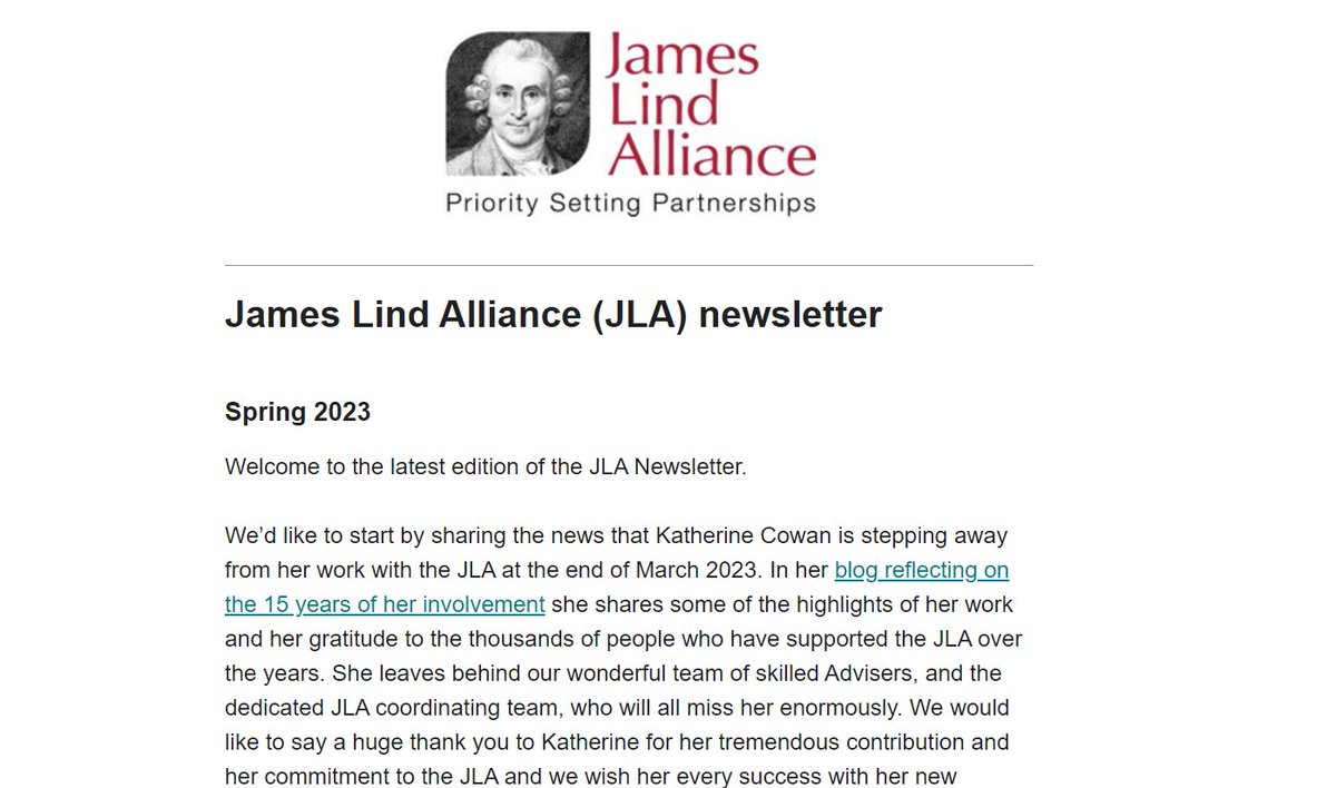 LindAlliance's tweet photo. Everything from new top 10's and PSP updates to inspiring and reflective personal blogs. Read all the latest news from the JLA in our Spring Newsletter: https://t.co/oKaBUfjenO
#prioritysetting #JamesLind https://t.co/RgNml8sxwk