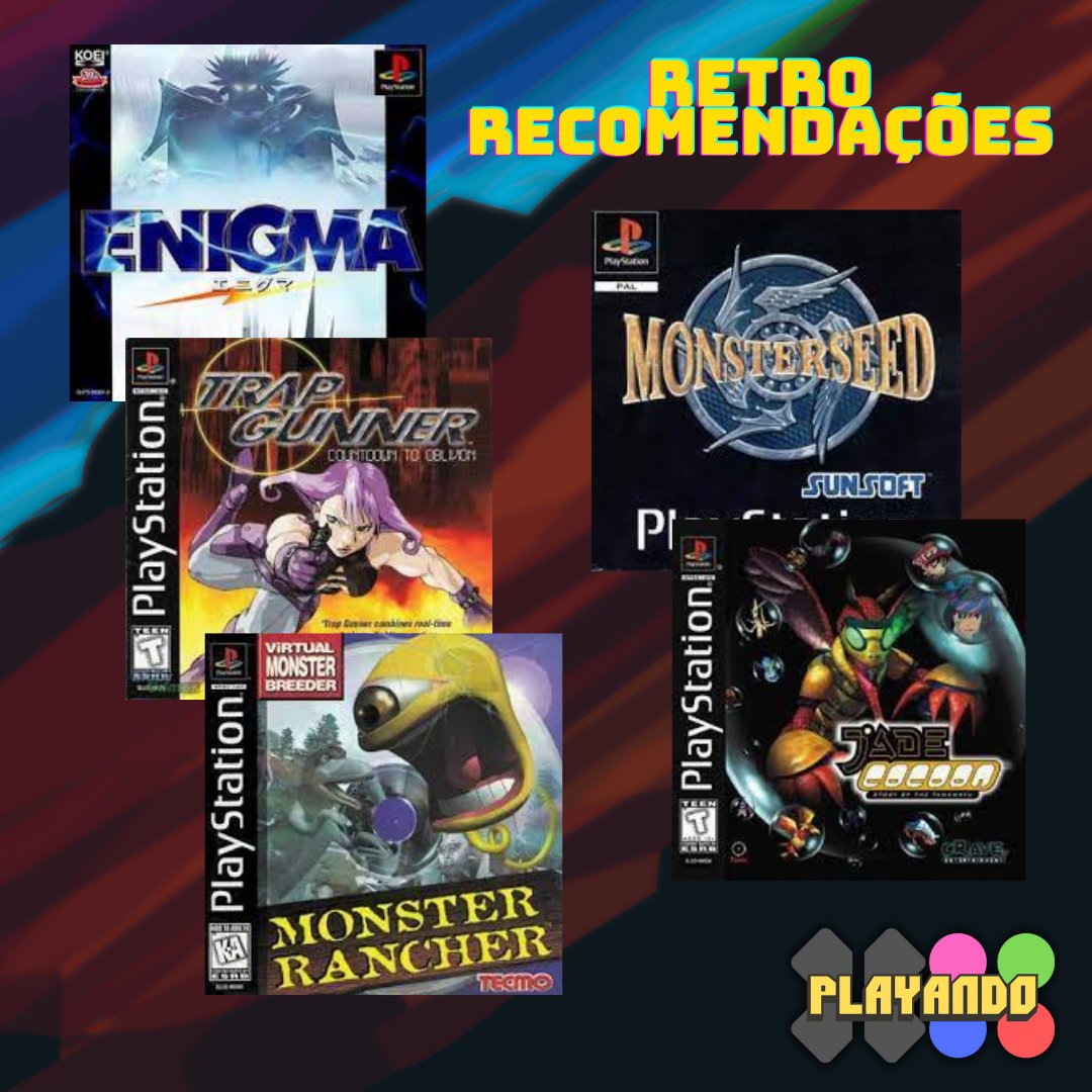 AicoPlays's tweet photo. 5 games que costumavam ficar fora do radar nos anos 90/00 e que joguei muito!
1-Enigma
2-Trap Gunner
3-Monster Rancher
4-Monster Seed
5-Jade Cocoon
Conhecem algum?
Recomendem games que costumavam ser fora do radar da galera! Bora!
#Retrogames #Retro #Games #Recomenda #Playando https://t.co/aKtV3GE7Tv