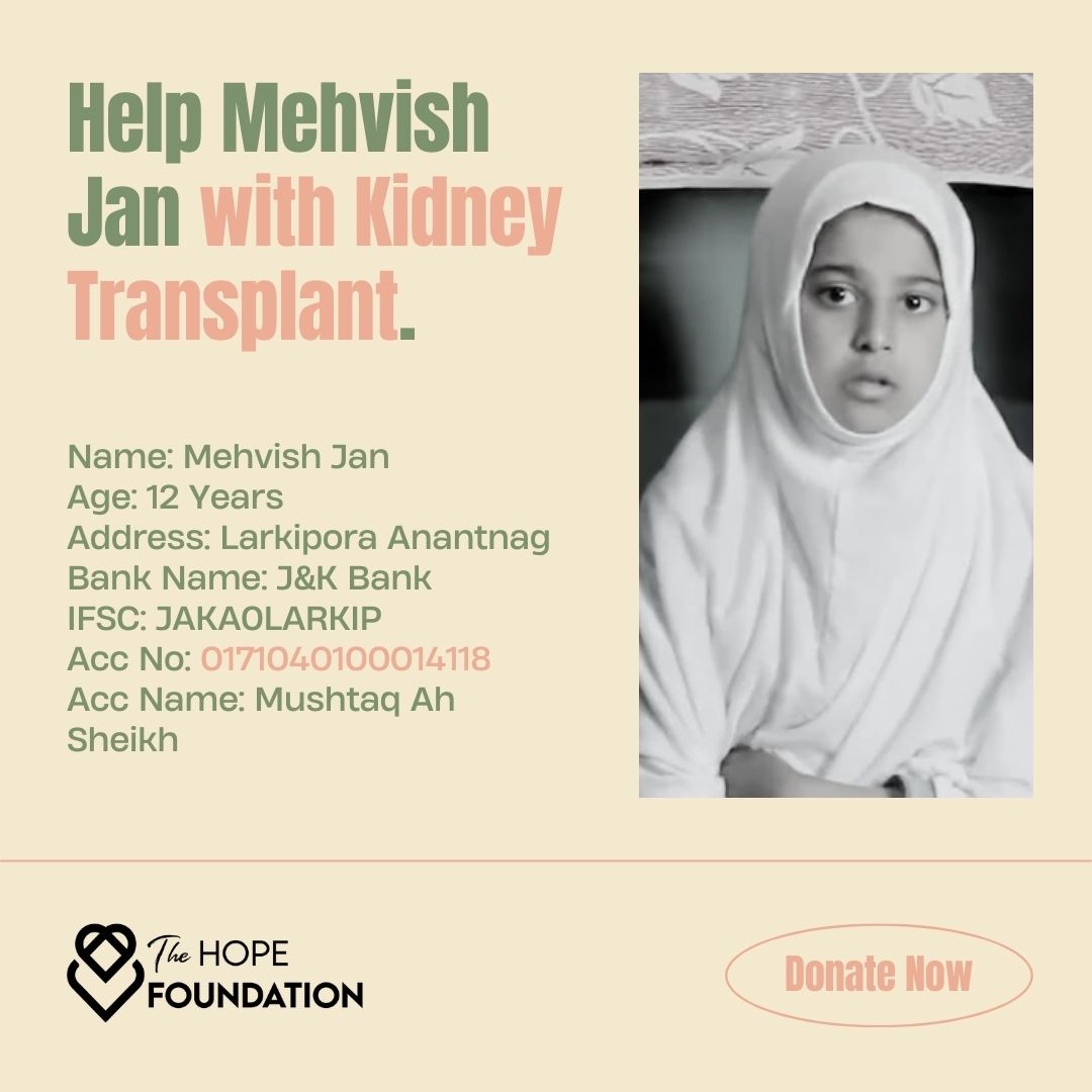 HopeFdnJK's tweet photo. Both Kidneys of Mehvish Jan have been failed, so help her as much as you can.
#Ramadan2023 #donate #donatenow https://t.co/hLTbWil9Xn