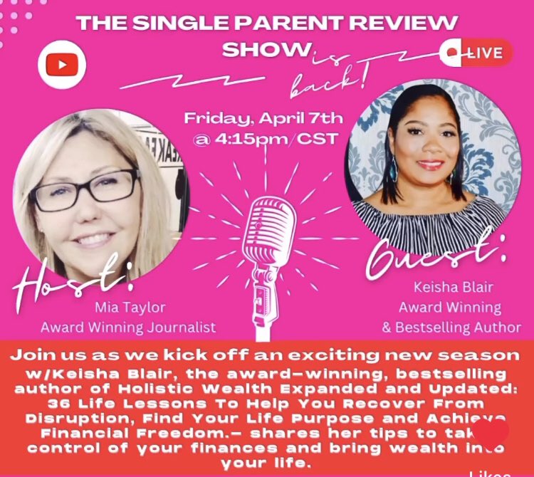 KeishaOBlair's tweet photo. Looking forward to chatting with you on April 7th @MiaTaylorWriter on #HolisticWealth and #parenting #mentalhealth https://t.co/xwgSWXB2GK