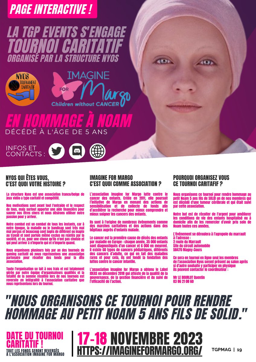 TGP_Events_'s tweet photo. 🚨🚨En attendant la #SAISON2 🚨🚨 #TGPEVENTS 
Voici le ZOOM du jour
Dédié à l'événement organisé par @NyosTeam en faveur de l'association  @ImagineforMargo
#TGPMAG 
Retrouvez l'intégralité du #MAGAZINE
#ACTUTGPEVENTS
#TGPMAG L'INTÉGRAL LINK 👇👇👇
https://t.co/LIugjhLyTc https://t.co/vE1xuqIdEy