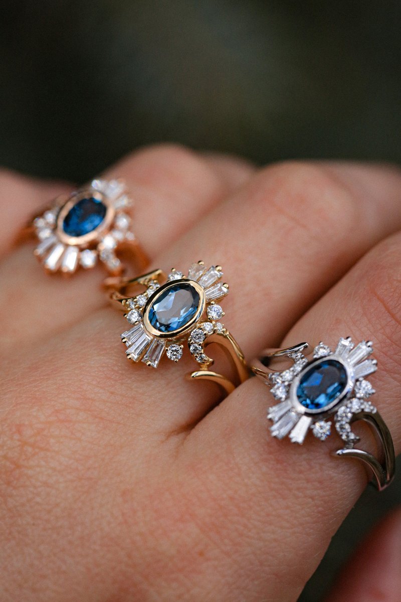 Meet "Estrella" 💫 14K gold, diamonds, &amp; London blue topaz

#engagementring #customjewelry #uniquejewelry