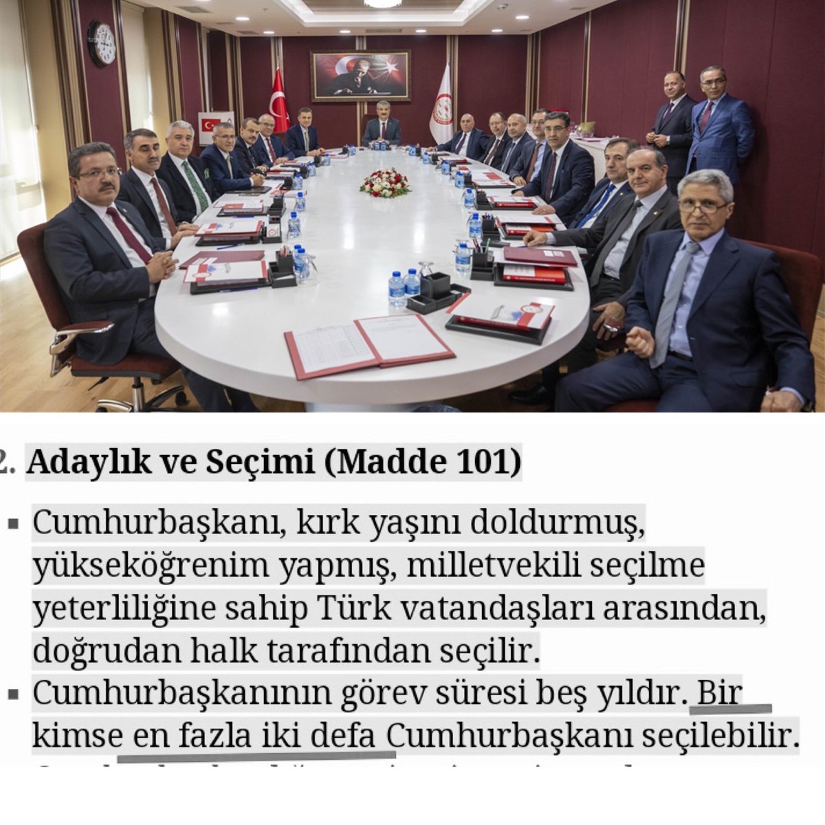 candundaradasi's tweet photo. #YSK üyeleri, anayasanın bu açık hükmüne rağmen Erdoğan’a “üçüncü kez” adaylık yolunu açtı.
Ülkenin anayasacıları topluca bir karşı beyan yayınlayıp tarihe not düşse iyi olmaz mı? https://t.co/U6a4Omr7rH