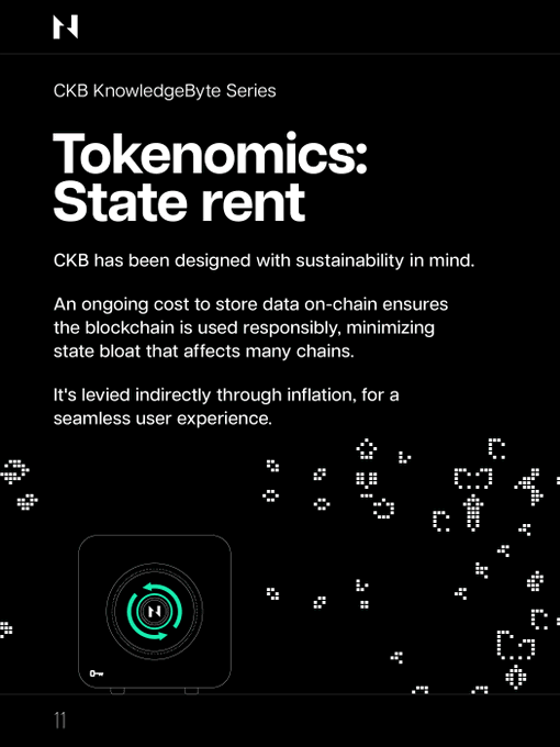 NervosIndia's tweet photo. CKB has been designed with sustainability in mind.
An ongoing cost to store data on-chain ensures the blockchain is used responsibly, minimizing state bloat that affects many chains✨
It's levied indirectly through inflation, for a seamless user experience🔥
#CKBKnowledgeBytes https://t.co/aYzgIros77