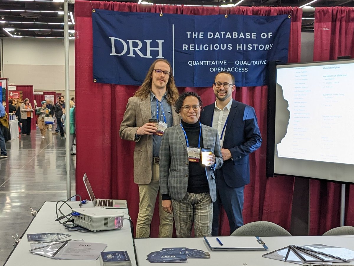Come check us out in Exhibit Hall A at the SAAs! The DRH is here and suitably caffeinated. @ReligionHistory @A_J_Danielson @archaeo_gino #SAA2023 #SAA2023Portland