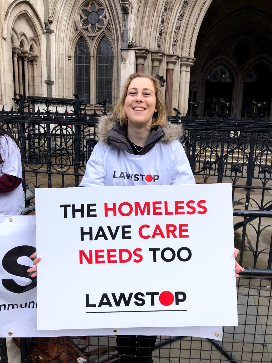LawstopUK's tweet photo. We have been in the High Court today challenging the Legal Aid Agency's refusal to allow us to open both housing and community care files for the same client. Our lovely staff joined in to help raise awareness of this crucial issue. We will update once judgment is received. https://t.co/EuB18Jdyll